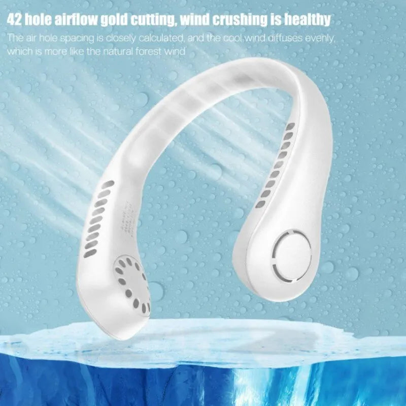 Portable Bladeless Neck Cooler – Hands-Free 360° Airflow USB Rechargeable Neck Fan for Indoor & Outdoor Use